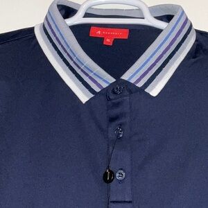 REDVANLY GOLF PERFORMANCE MAEL MIDNIGHT NAVY BLUE RIBBED COLLA POLO SHIRT XL NWT